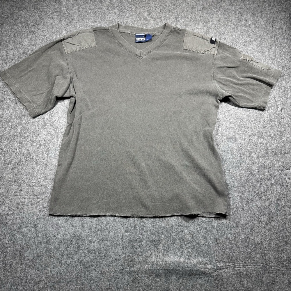 vintage B.U.M. Equipment Short Sleeve Shirt Mens L Gray Sleeve Pocket Y2K